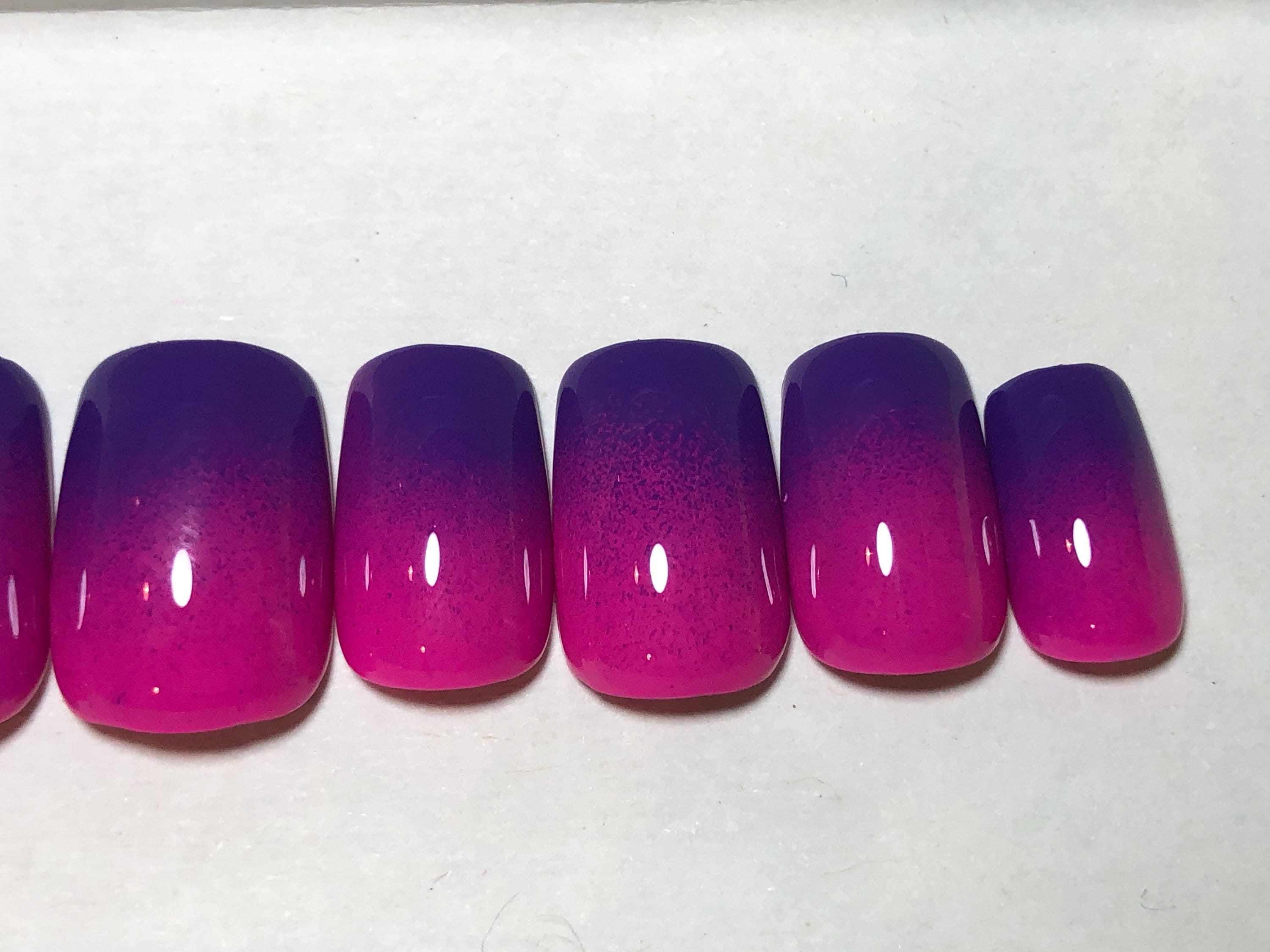 Dark Pink to Purple Ombre Press on Nails Fake Fingernails - Etsy