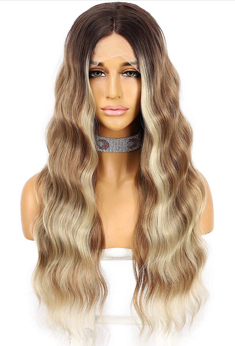 Brown With Blonde Highlights Lace Front Wig Heat Resistant Etsy