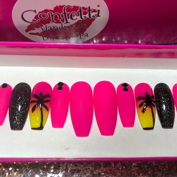 Palm Tree Nails - Etsy