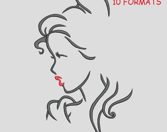 Schönheit und das Tier Stickerei Design, die Schönheit und das Tier Kopf Designs - Instant Download