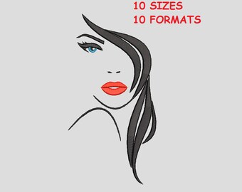Girl Embroidery Design, face girl embroidery designs,woman face embroidery - Instant Download 15