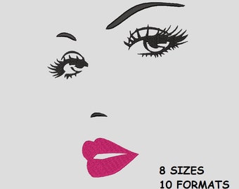 Girl Embroidery Design, face girl embroidery designs,woman face embroidery - Instant Download 12