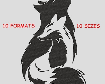 Wolf und Fuchs Stickerei, Wolf und Fuchs Stickerei Design, Wolf und Fuchs Kopf Designs - Instant Download