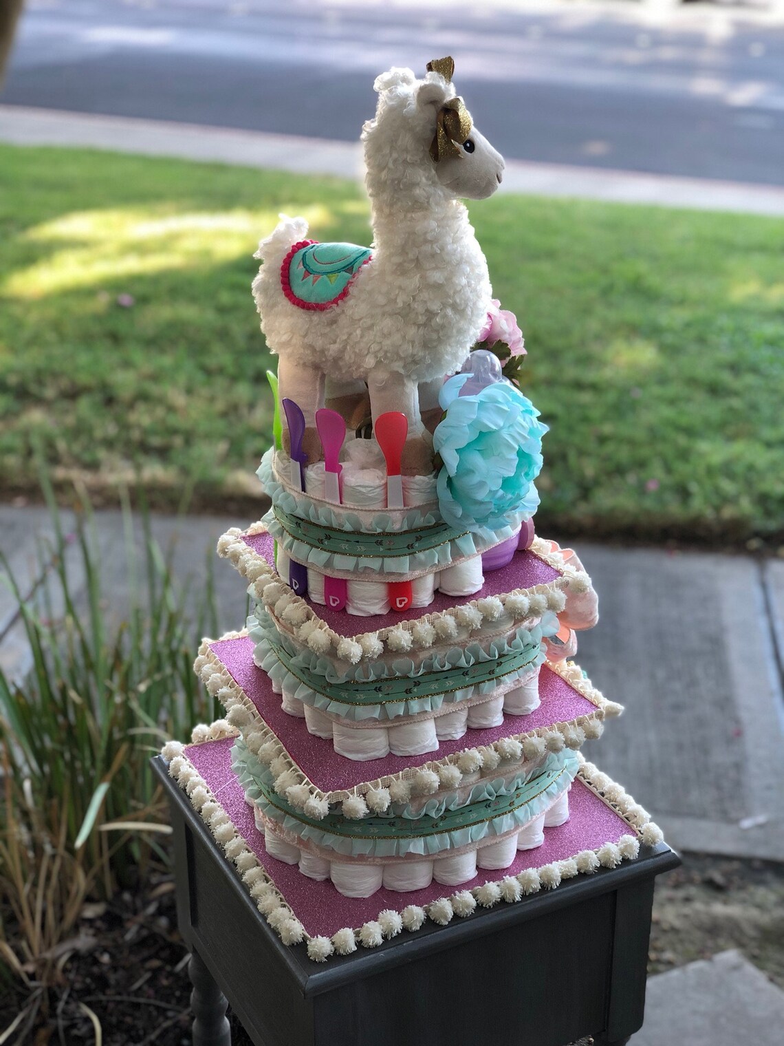 Baby Shower Diaper Cakes Llama Theme Custom Made. Baby Girl Etsy