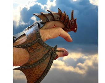Dragon Bracelet, Leather Dragon, Dragon Cuff, Custom Dragon, Unisex, Ren Faire Bracelet, 3D Bracelet, Brown/Black Color, House of the Dragon