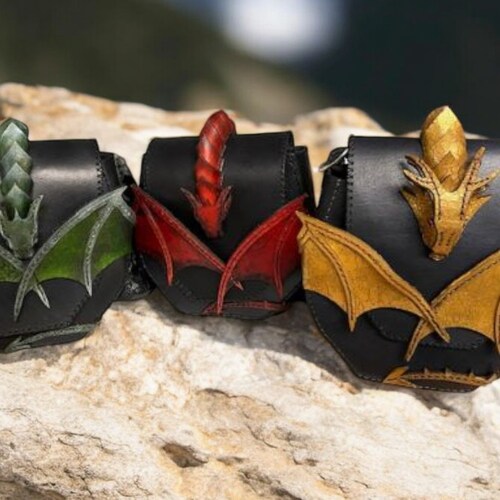 3D Dragon Leather Bag: Ren Faire Belt Bag, Crossbody, or Mini 