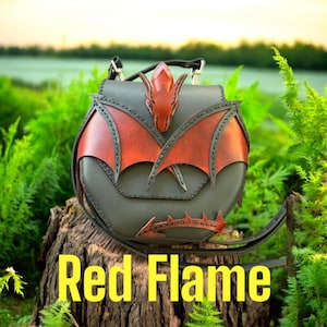 Dragon Bag, Dragon Purse, Renaissance, Fourth Wing, Dragon, Leather Dragon Bag, Crossbody Dragon Bag, Hunters Bag, Sporran Bag, Red Flame