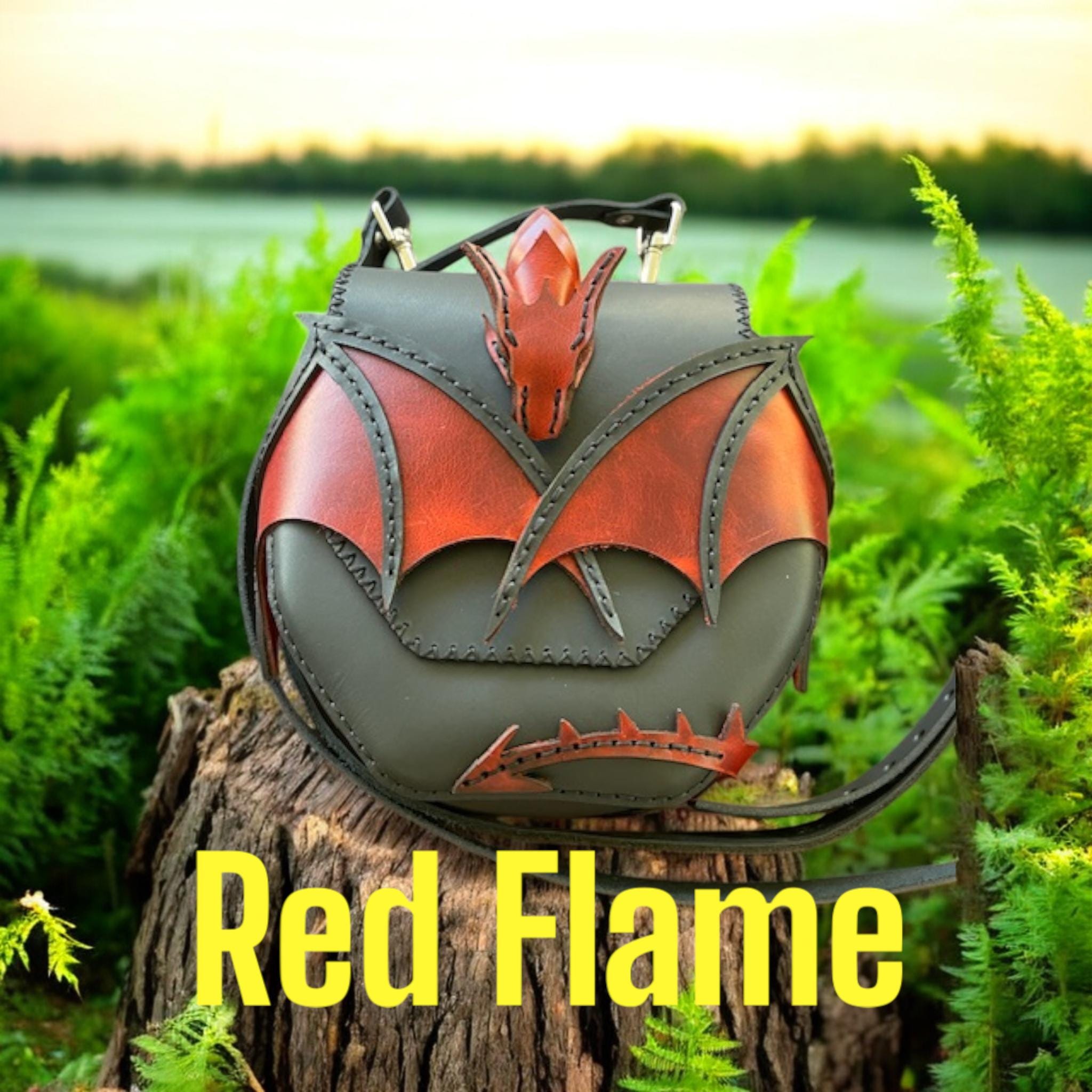 Red Flame Leather Dragon Bag: Renaissance Crossbody Purse - Etsy