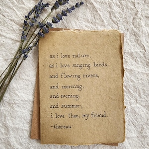 handwritten greeting card made with vintage-inspired handmade paper