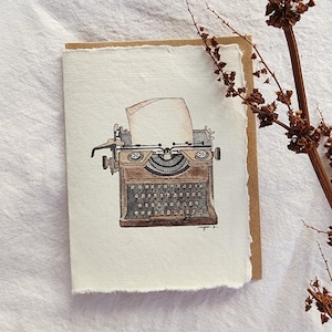 Aquarelle originale peinte et impression de cartes dessinées à la main sur du papier fait main
