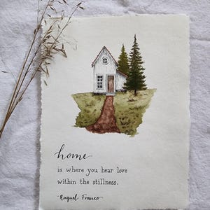 Décoration de presse-papiers, impression aquarelle originale peinte à la main, impression manuscrite originale sur papier fait main