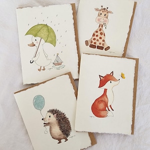 Lot d'impressions originales de cartes aquarelles faites à la main