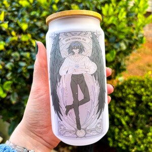 Vaso de cristal de 160 z/Vaso de cristal inspirado en el anime/Anime/Vaso de cristal con tapa/Vaso de anime/Tarot de anime/Mago/Ghibli