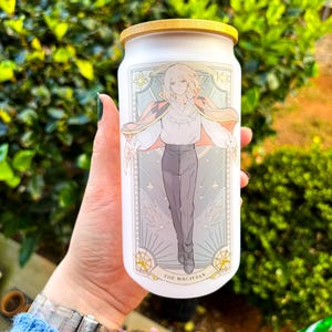 Vaso de cristal de 160 z/Vaso de cristal inspirado en el anime/Anime/Vaso de cristal con tapa/Vaso de anime/Tarot de anime/Mago/Ghibli