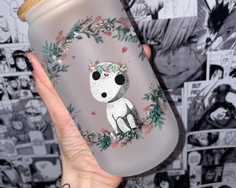 Tazza in vetro da 160 oz/Tazza in vetro ispirata agli anime/Regalo anime/Tazza in vetro con coperchio/Tazza anime
