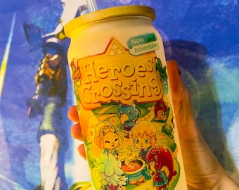 160z Glass Cup/ Anime Inspired Glass Cup/ Video Game/ Glass Cup with Lid/ Anime Cup/ Libbey Glass/ Gamer Gift, Gift for Him, Anime Cup