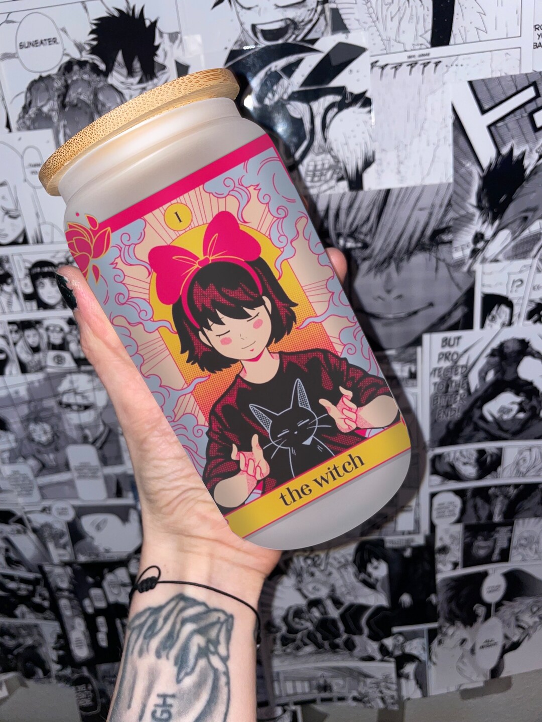 160z Glass Cup/ Anime Inspired Glass Cup/ Anime / Glass Cup With Lid ...