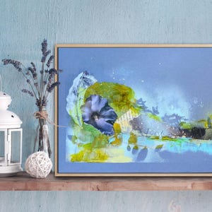 Paesaggio astratto originale in collage e pittura acrilica su carta contour di alta qualità, per incorniciare l'artista del Quebec