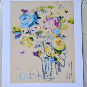 Œuvre florale originale  numérique imprimée sur papier beaux-arts avec contour blanc , facile à encadrer, tirage limité de cinq