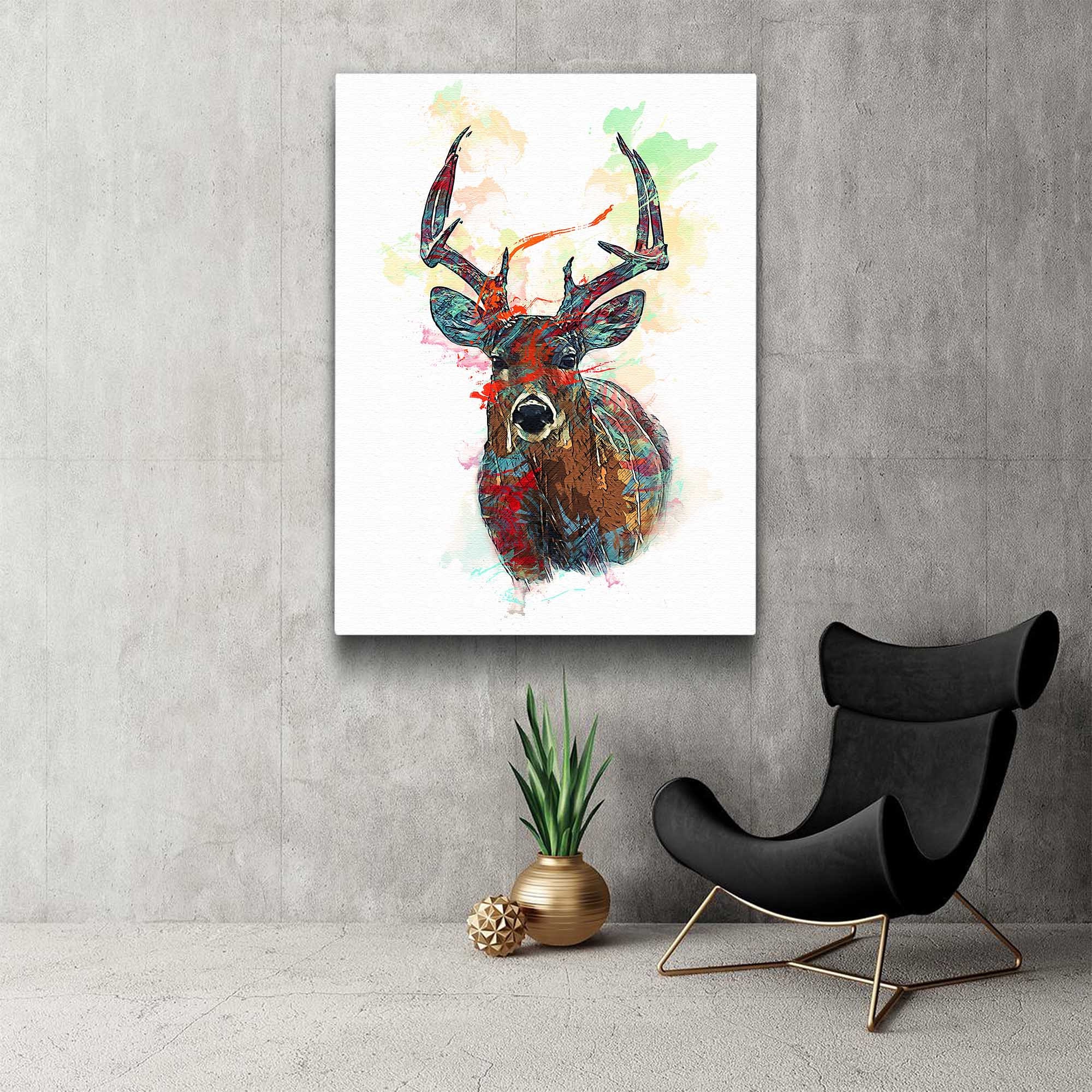Deer Canvas Print Deer Illustration Wall Art Print Modern Etsy