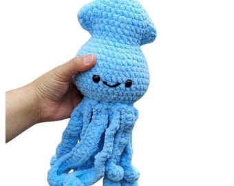Blue Plush Squid: Sea Creature Nursery Toy