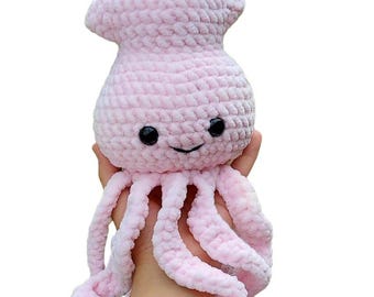 Pink Plush Squid: Sea Creature Nursery Toy