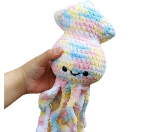 Plush Squid Stuffed Animal Varigated Pink Nurcery Toy