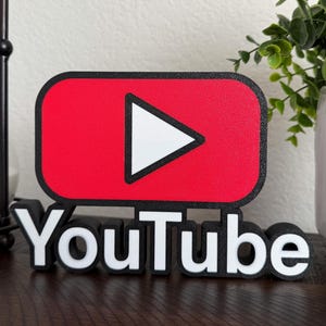 YouTube Logo Sign, 3D Play Button Wall Art for Gaming Rooms