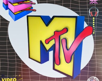MTV Logo Retro Sign — 80s 90s Music Nostalgia Decor, Handcrafted Man Cave Wall Art, Vintage Pop Culture Gift