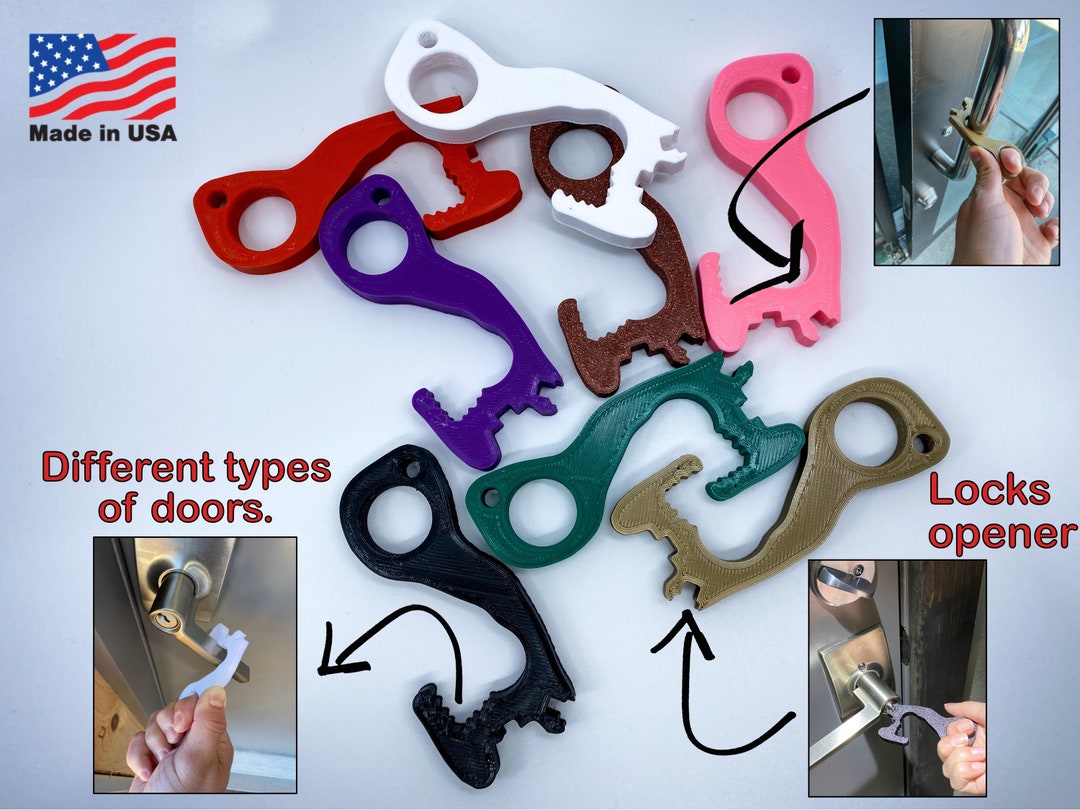 Hygienic Door Opener, Lock Opener, Push Button PPE Multitool. /avoid
