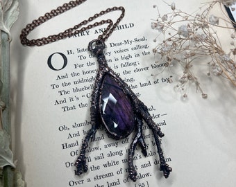 Purple Faceted Labradorite  // Electroformed Copper // Pendant Necklace