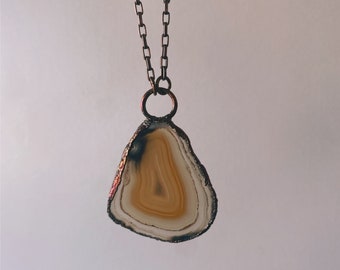 Crystal Agate Slice // Electroformed Copper // Pendant Necklace