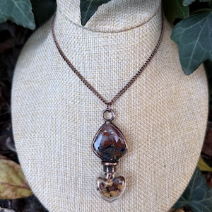 Earthbound Elixir · Jasper & Botanical Vial · Electroformed Copper Pendant