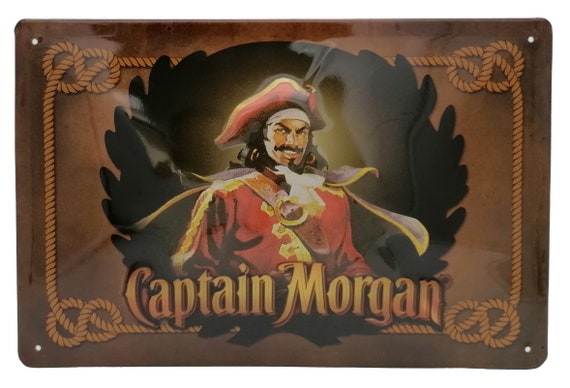 CAPTAIN MORGAN BLECHSCHILD 20 x 30 mit PRÄGUNG PIRAT RUM