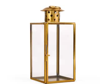 Glass & Brass Lantern - Elegant Home Decor Accent - Perfect for Ambiance Lighting, Parties, and Outdoor Gatherings | Handcrafted Quality