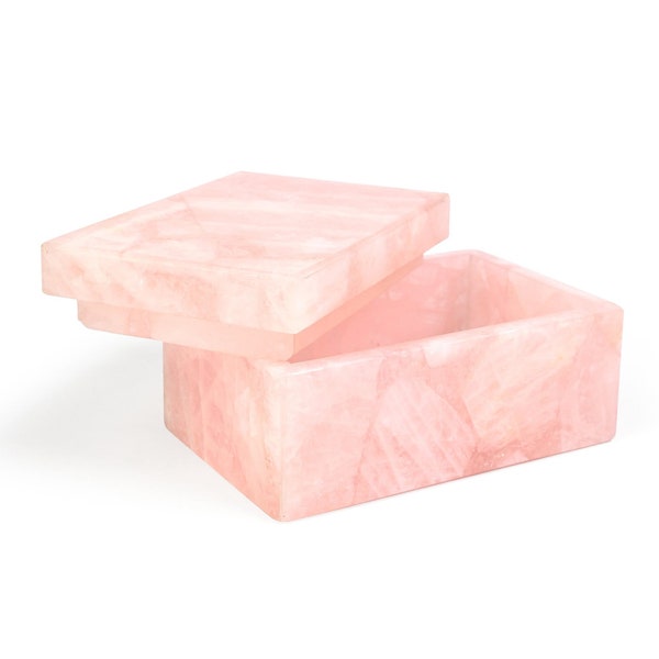 Rose Quartz Jewellery Box - Pink Crystal Gemstone Container - Luxury Wedding Gift for Her | Birthday Gifts for Mom / Rare Find