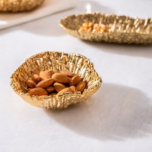 Heirloom Gold Nut & Dessert Bowl, Organic Shape serving Bowls for Housewarming or Gifts on Eid / Gift for Mom