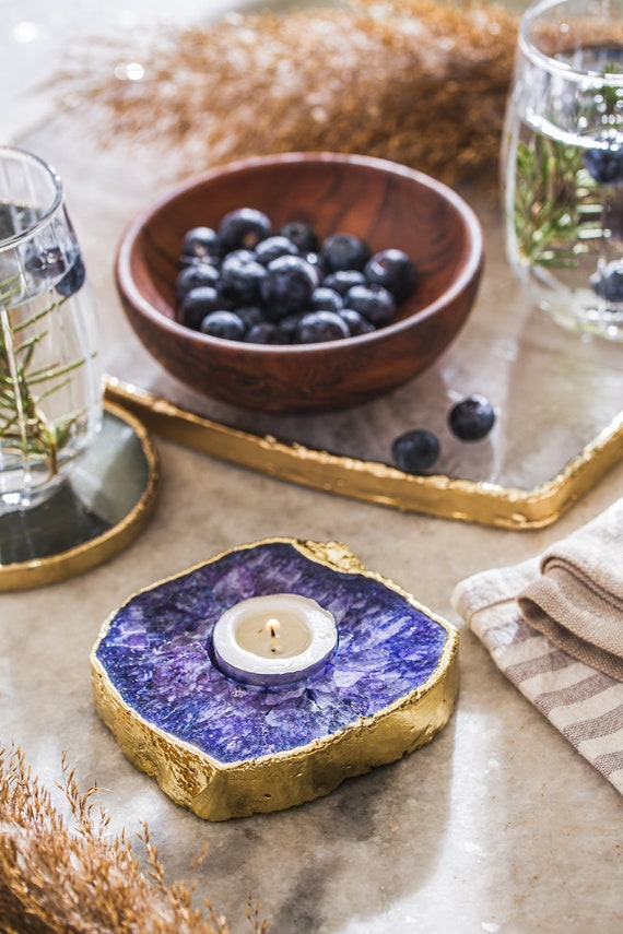 Natural crystal tea light holders online