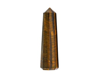 Natural Tiger Eye Tower Healing Crystal Obelisk Point For Confidence, Strength, Wealth