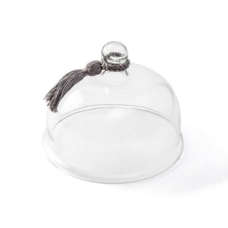 Glass Cloche Bell Shape 8 Round Clear Hand blown Glass Dome Dish Cover for Platters, Cake Stands image 1