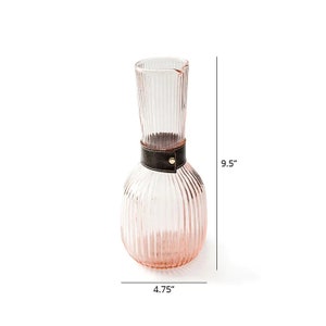 Roseate Carafe Glassware Hand Blown Drinkware Decanter Bedside Carafe & Glass Set Ribbed Glasses Wedding Gifts Housewarming Gifts image 10