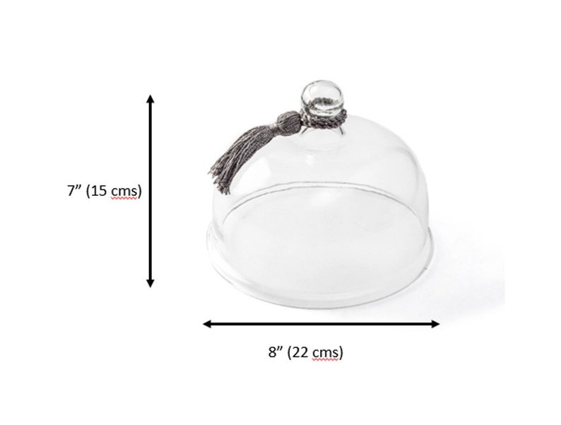 Glass Cloche Bell Shape 8 Round Clear Hand blown Glass Dome Dish Cover for Platters, Cake Stands image 5