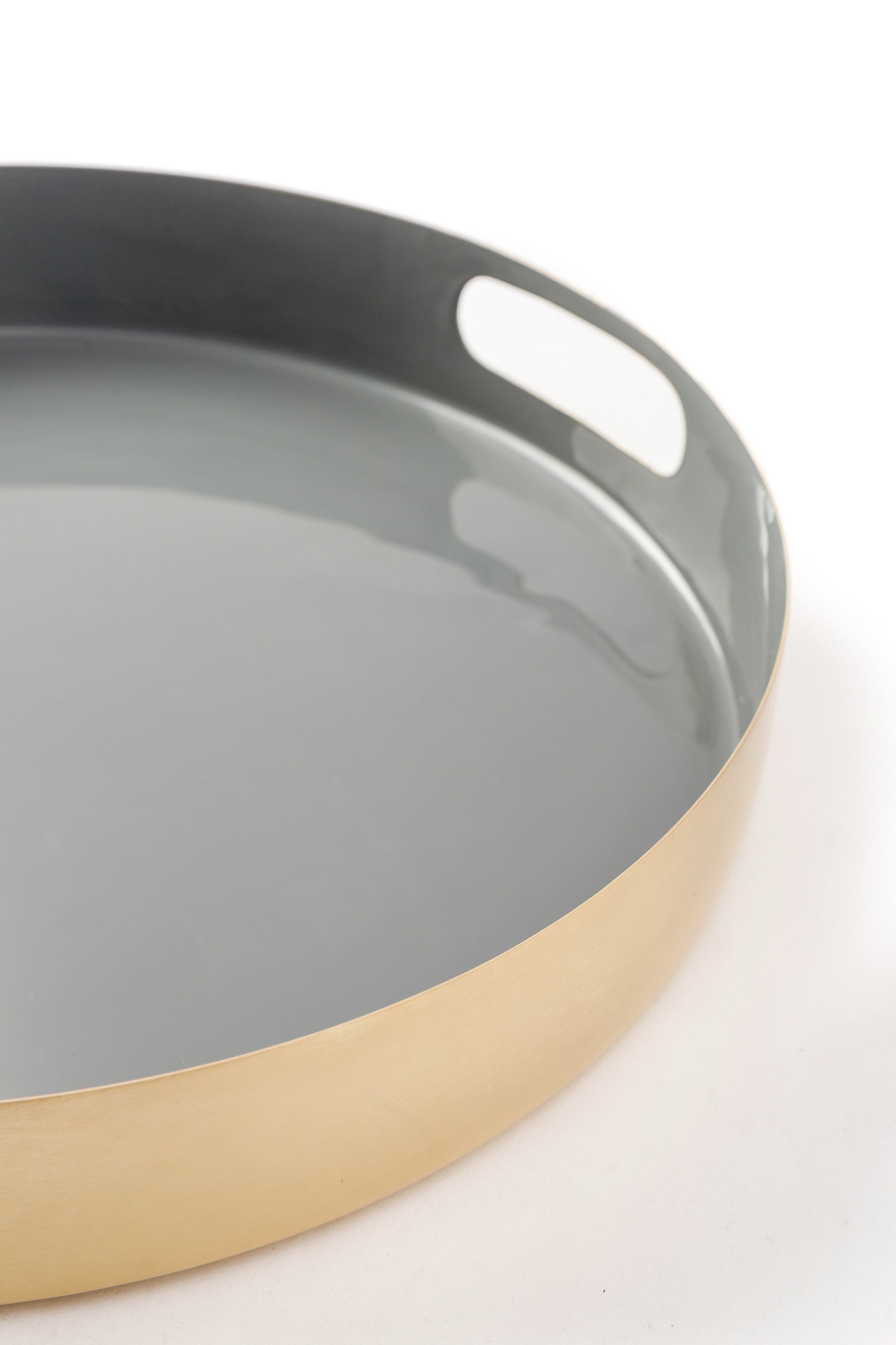 Ottoman Tray High Gloss Enamel & Gold Round Decorative Tray Etsy