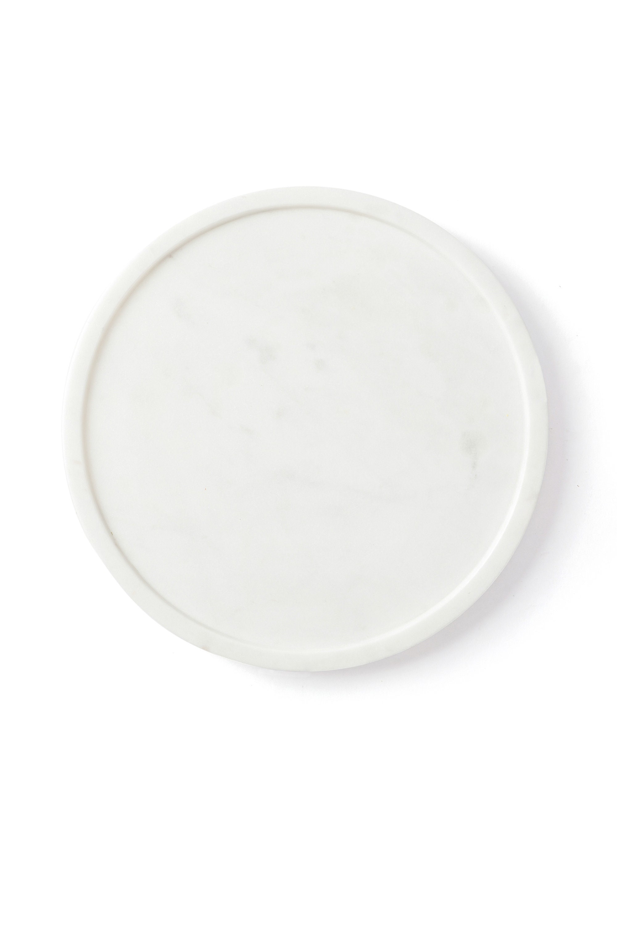 Round Marble Tray White Marble Decorative Tray Platter Table Etsy