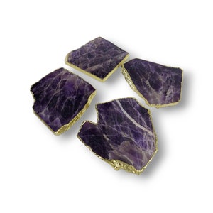 Amethyst Coaster, Purple and White Chevron Amethyst Coasters - Gift for Her / Crystal Gifts / Coffee Table Decor / Housewarming Gifts