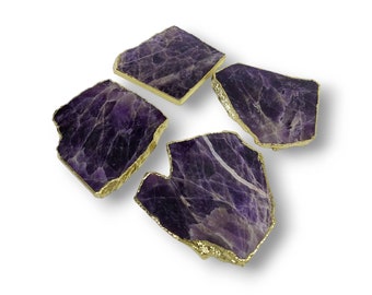 Amethyst Coaster, Purple and White Chevron Amethyst Coasters - Gift for Her / Crystal Gifts / Coffee Table Decor / Housewarming Gifts