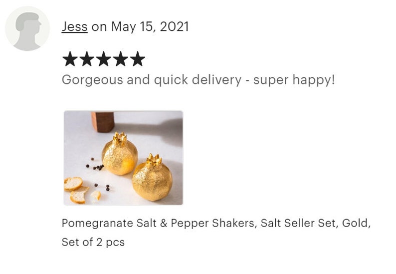 Pomegranate Salt and Pepper Shakers, Artisan Crafted Salt Celler Gold Tableware Shaker Set for Wedding Table Decor, Home Decor or Gifts image 7