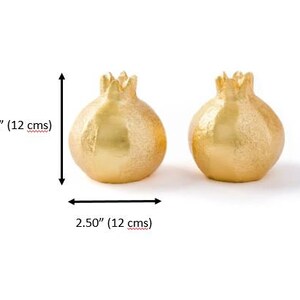 Pomegranate Salt and Pepper Shakers, Artisan Crafted Salt Celler Gold Tableware Shaker Set for Wedding Table Decor, Home Decor or Gifts image 6