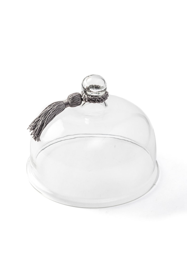 Glass Cloche Bell Shape 8 Round Clear Hand blown Glass Dome Dish Cover for Platters, Cake Stands image 4