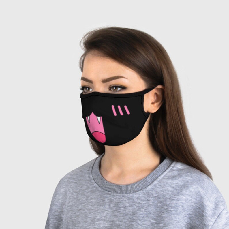 Kawaii Anime Cat Face Mask Reusable Washable 100 Cotton Etsy